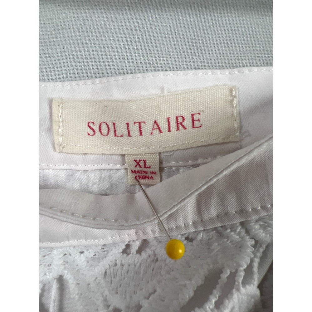 Solitaire Crochet Skirt Women XL White Floral Pearl Button Scalloped Beach - Picture 2 of 9